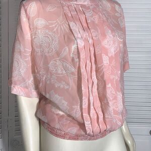 Vintage Pink Sheer Chiffon Pullover Slouchy Blouse Size 18